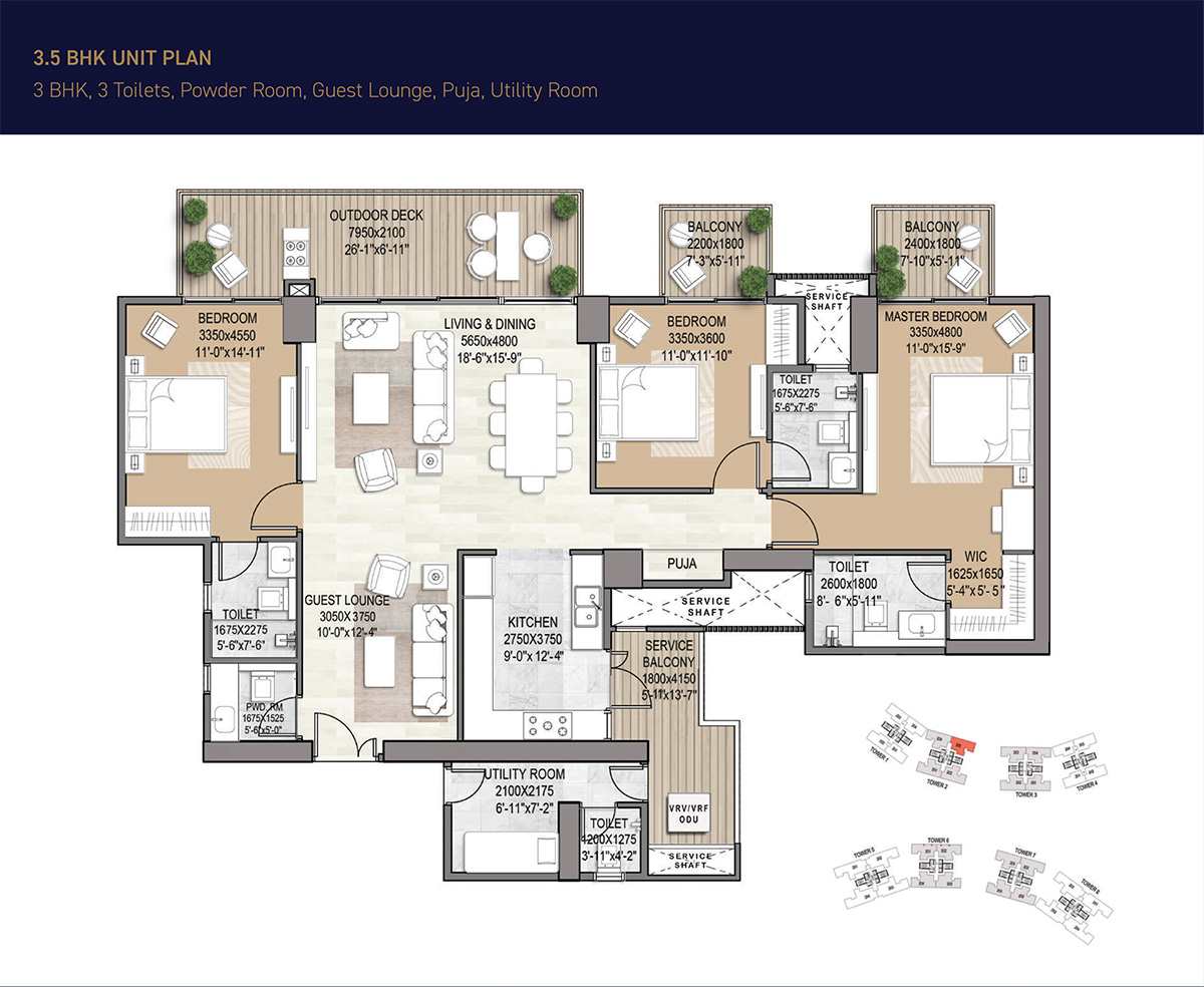 3.5 BHK Apartment Floor Plan