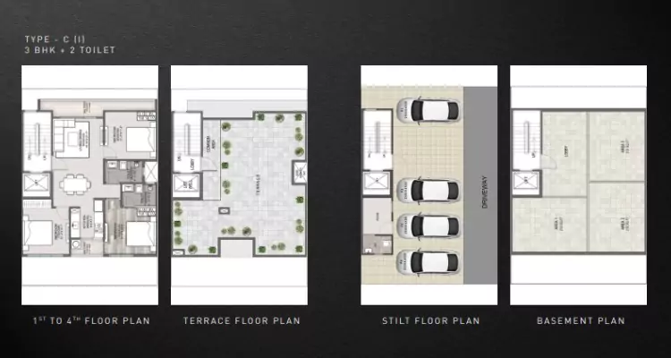 3 BHK Apartment Floor Plan