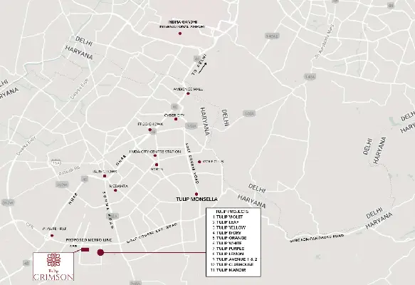 Tulip Crimson Location Map